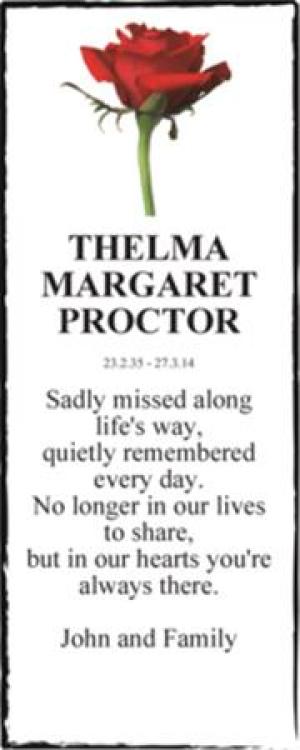 THELMA MARGARET PROCTOR