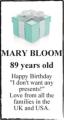 MARY BLOOM