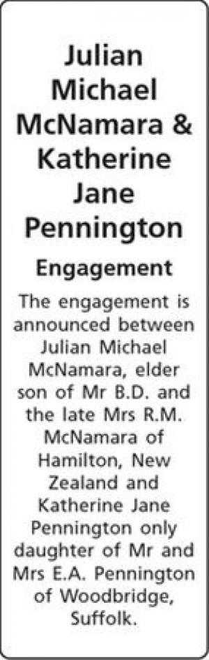 Julian Michael McNamara - Katherine Jane Pennington