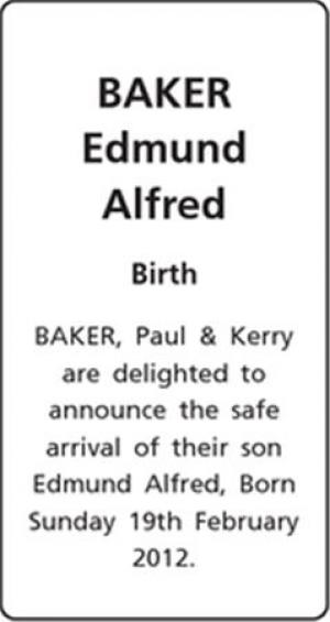 BAKER Edmund Alfred